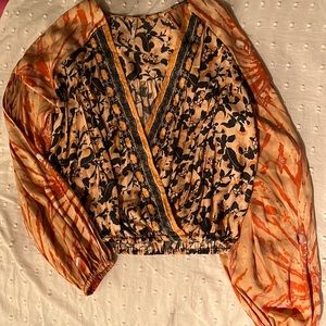 NWOT Free People Printed Long Sleeve Shirt